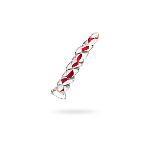 Sexus Red Ribbed Glass Dildo by ToyFa