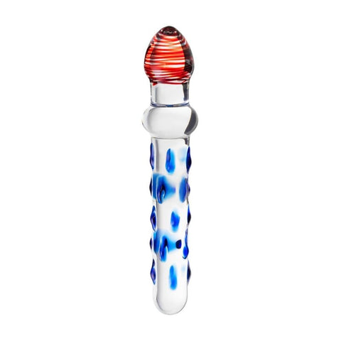 Sexus Blue Red 20cm Knobbed Glass Dildo by ToyFa