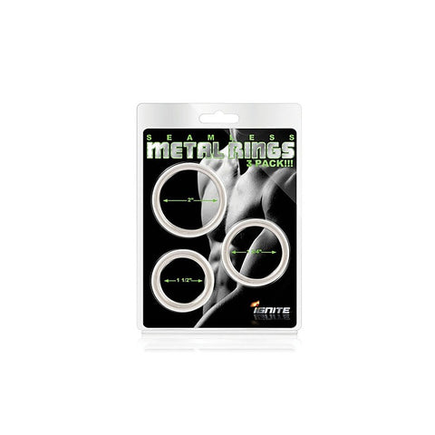 Seamless 3 Piece Metal Cock Ring Set by SI Novelties