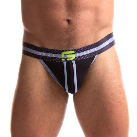 Jersey Black Mens Jock Strap by Sport Fucker