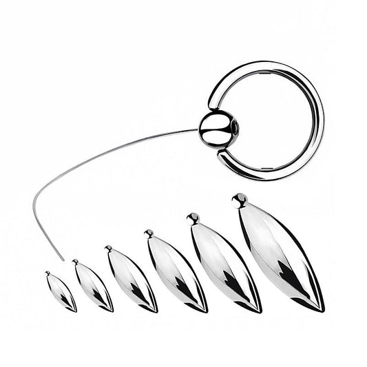 Oval Bullet Urethral Sound with Pull Ring by BDStyle