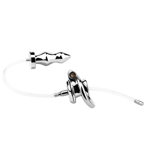 Male Chastity Cage With Enema Butt Plug by BDStyle