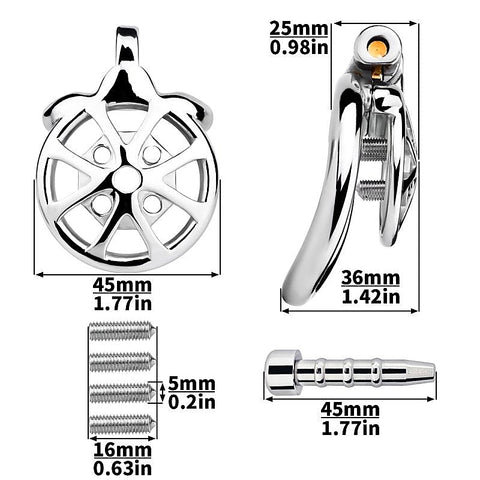 Spike Mens Chastity Cage With Metal Urethral Catheter