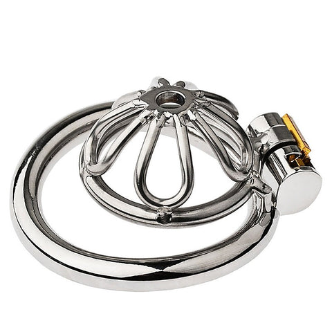 Petal Metal Chastity Cage With Small Bent Ring by BDStyle