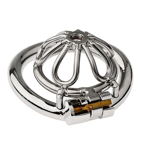 Petal Metal Chastity Cage With Small Bent Ring by BDStyle