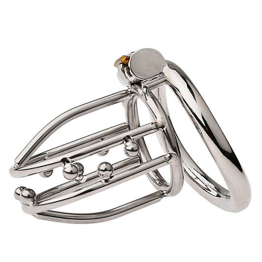 Chastity Opening Cage With Chastity Lock Flat Ring