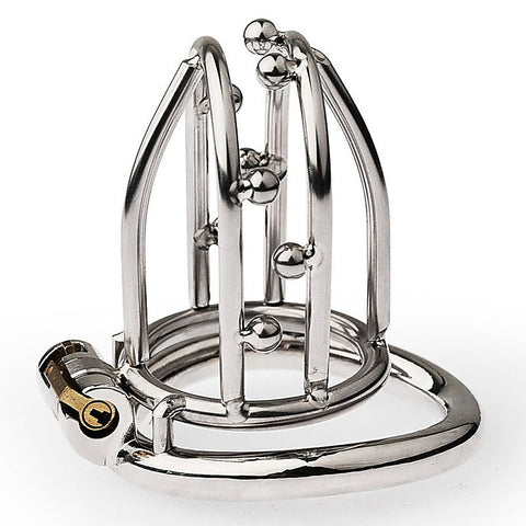 Chastity Opening Cage With Chastity Lock Bent Ring