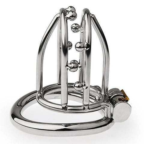Chastity Opening Cage With Chastity Lock Bent Ring
