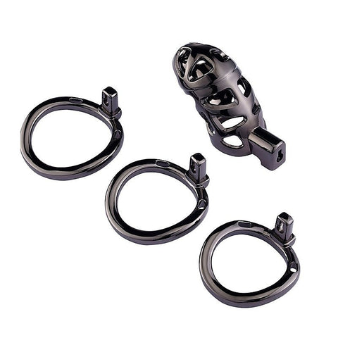 Black Men's Chastity Cage with 3 Ring Sizes by BDStyle
