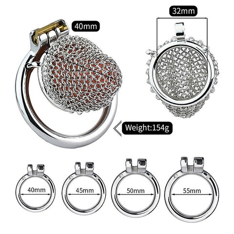Metal Chastity Cage Mesh Male Locks Device by BDStyle