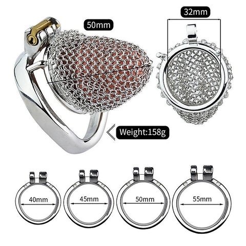 Metal Chastity Cage Mesh Male Locks Device by BDStyle