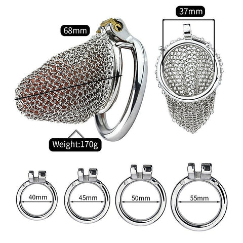 Metal Chastity Cage Mesh Male Locks Device by BDStyle