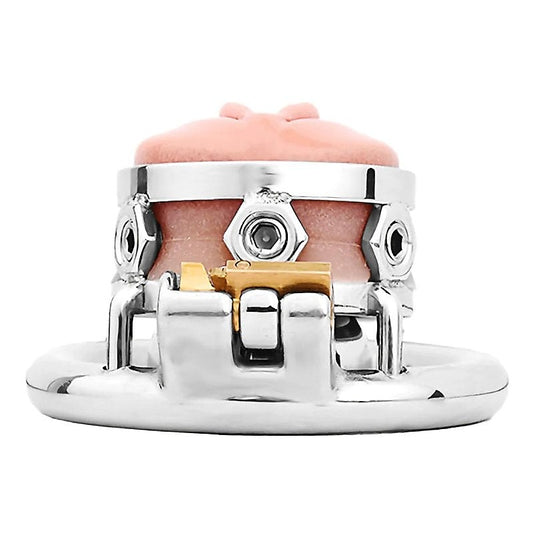 Fake Silicone Stainless Steel Male Chastity Cage With Bent