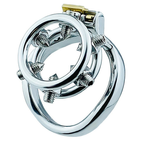 Rivet Screw Double Ring Male Chastity Lock Cage by BDStyle
