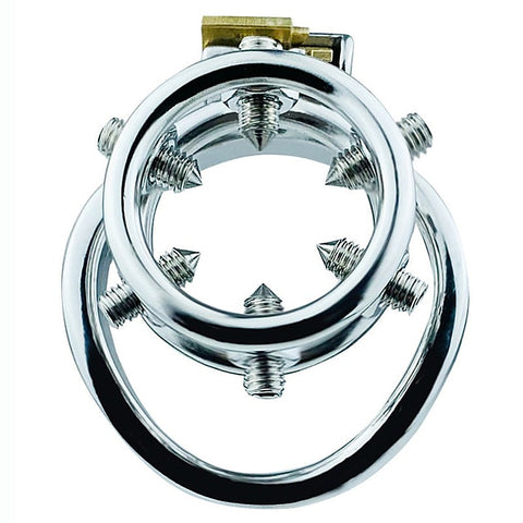 Rivet Screw Double Ring Male Chastity Lock Cage by BDStyle