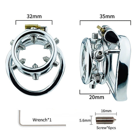 Rivet Screw Double Ring Male Chastity Lock Cage by BDStyle