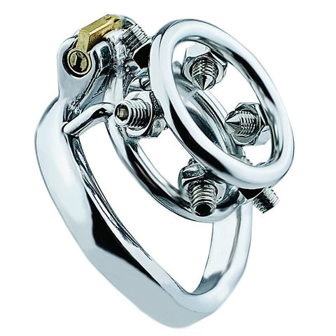 Rivet Screw Double Ring Mens Chastity Lock Cage by BDStyle
