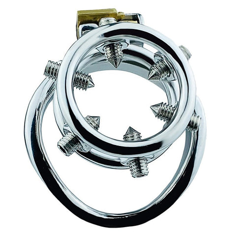 Rivet Screw Double Ring Mens Chastity Lock Cage by BDStyle