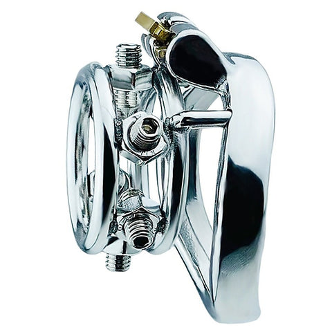 Rivet Screw Double Ring Mens Chastity Lock Cage by BDStyle