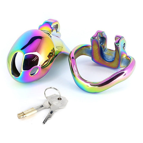 Rainbow Male Metal Chastity Cage HTV3 XL by BDStyle