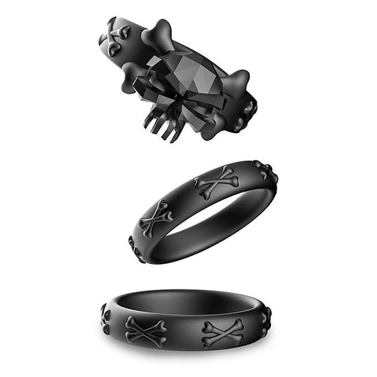 Gothic Style Skeleton 3 Piece Cock Ring Set by BDStyle