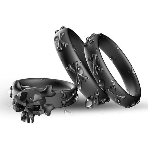 Gothic Style Skeleton 3 Piece Cock Ring Set by BDStyle
