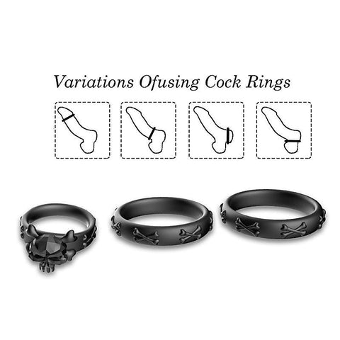 Gothic Style Skeleton 3 Piece Cock Ring Set by BDStyle