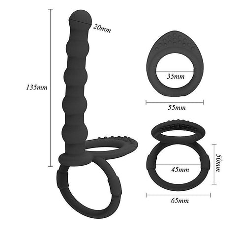 Cock and Ball Ring with Anal Beads by BDStyle