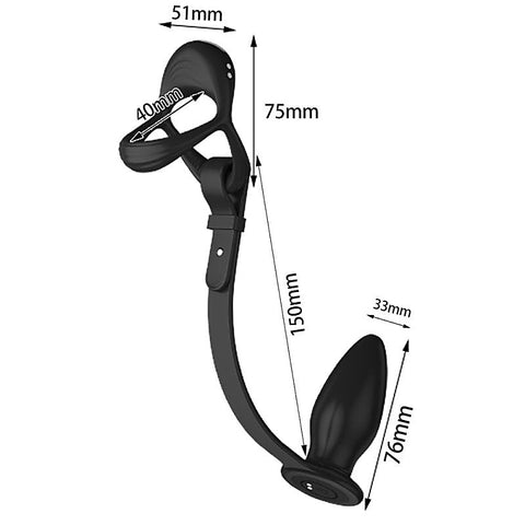 10 Functions Cock and Ball Ring With Anal Plug by BDStyle