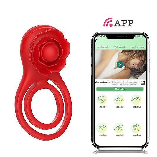 Rose Shackle Plus App Remote Control Vibrating Penis Ring