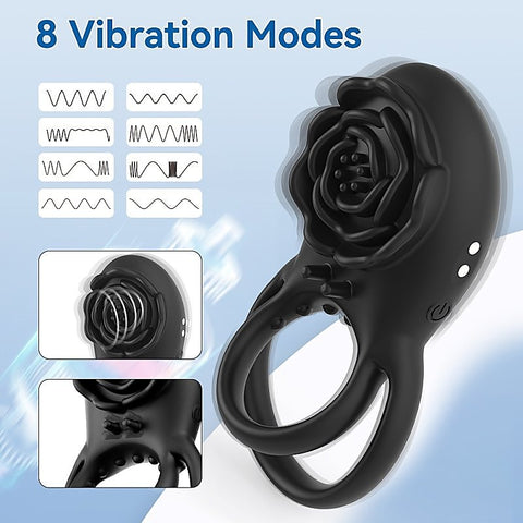 Rose 8 Functions Vibrating Penis Ring by BDStyle