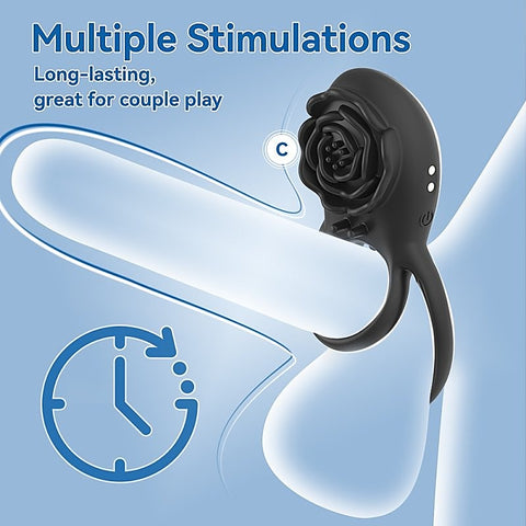 Rose 8 Functions Vibrating Penis Ring by BDStyle
