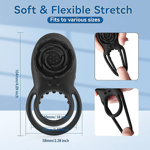 Rose 8 Functions Vibrating Penis Ring by BDStyle