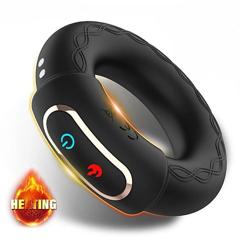 Warm Rechargeable 10 Functions Silicone Cock Ring by BDStyle