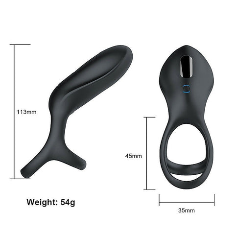 10 Functions Vibrating Cock Ring with Three Ring by BDStyle