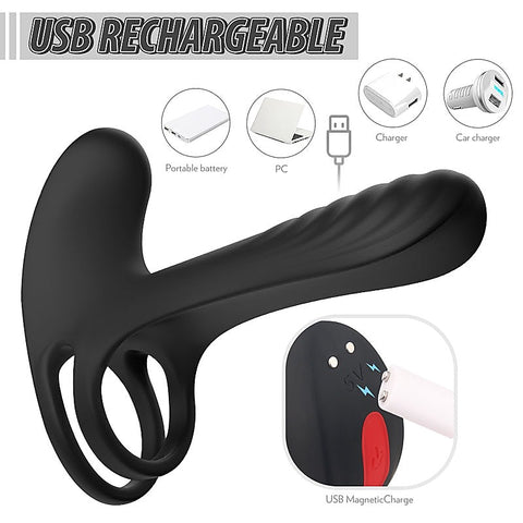 Double Stimulus 18 Functions Mens Cock Ring by S-Hande