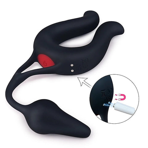 Nicole Vibrating Cock Ring With Anal Plug by S-Hande