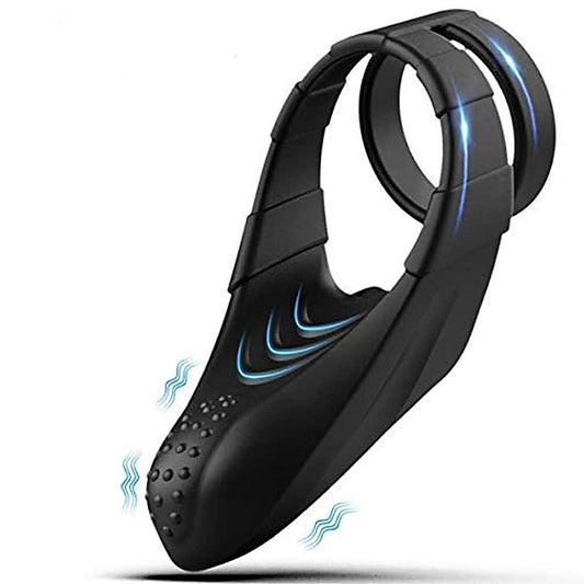 10 Functions Vibrating Dual Penis Ring with Taint Teaser