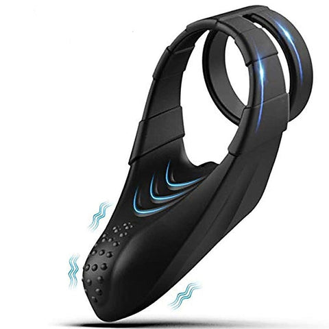 10 Functions Vibrating Dual Penis Ring with Taint Teaser