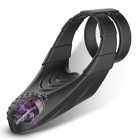 10 Functions Vibrating Dual Penis Ring with Taint Teaser