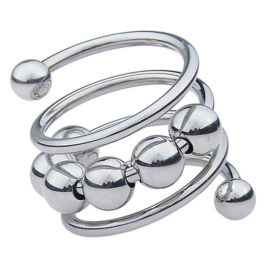 Stainless Steel Six Removable Ball Mens Cock Ring by BDStyle