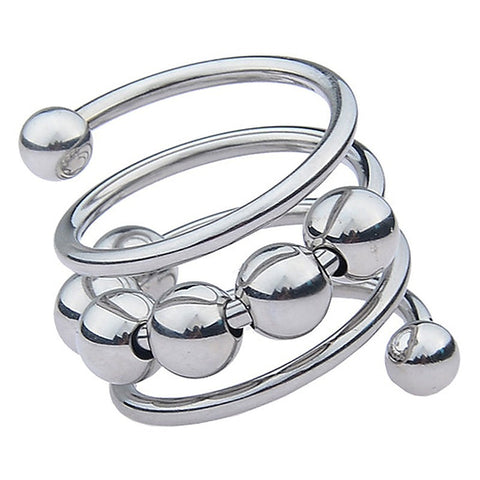Stainless Steel Six Removable Ball Mens Cock Ring by BDStyle