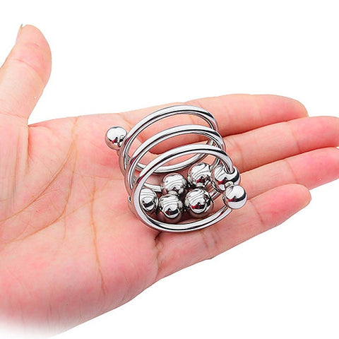 Stainless Steel Six Removable Ball Mens Cock Ring by BDStyle