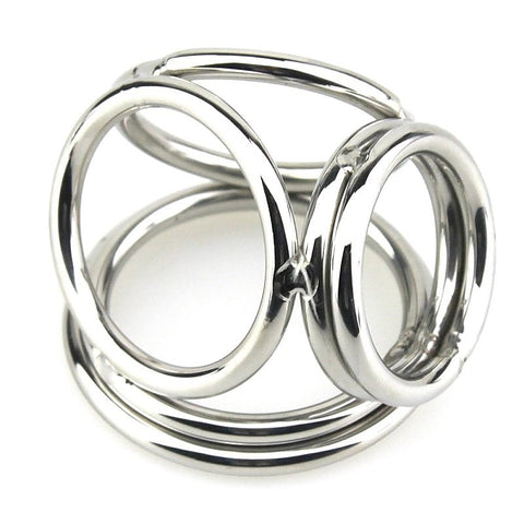 Stainless Steel Quad 4 Ring Cock and Ball Cage by BDStyle
