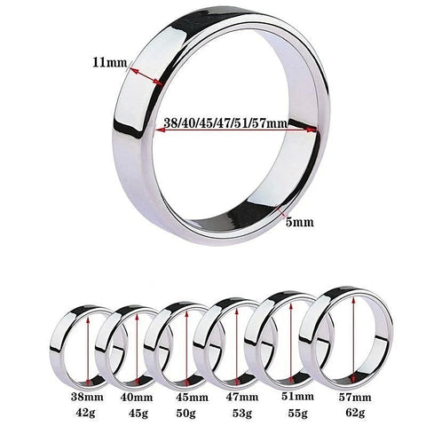 Chrome Stainless Steel Mens Cock Ring 1.2cm Height