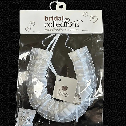 White Horseshoe With Bow and Diamante Heart