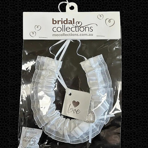 White Horseshoe With Bow and Diamante Heart