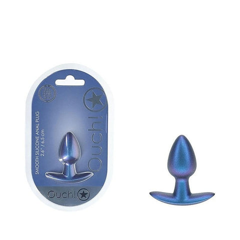 OUCH! 6.5 cm Small Metallic Silicone Butt Plug by Shots Toys