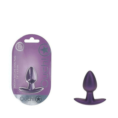 OUCH! 6.5 cm Small Metallic Silicone Butt Plug by Shots Toys