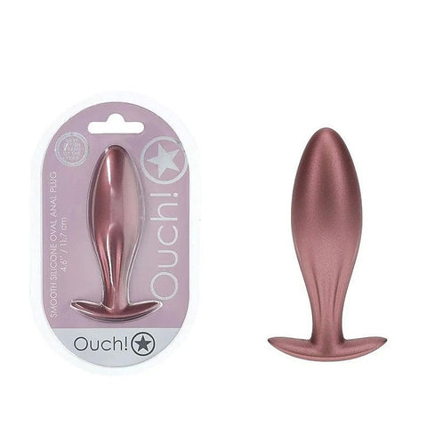 OUCH! Oval Shaped Metallic Anal Plug by Shots Toys